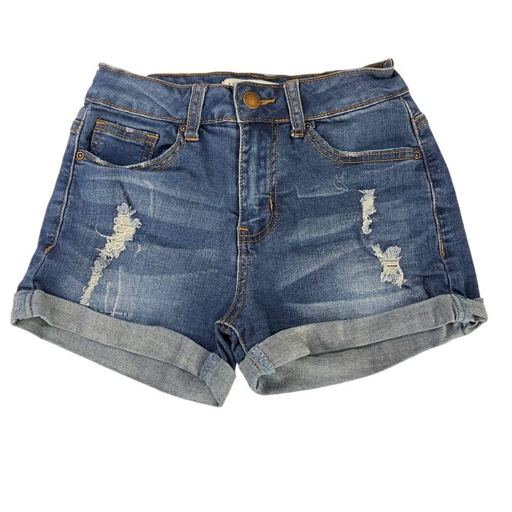 Encore Jeans Distressed Cuffed Denim Shorts Juniors‎ Size 1